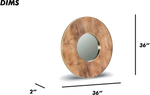 Carved Wood Oval Mirror with Brass Detailing