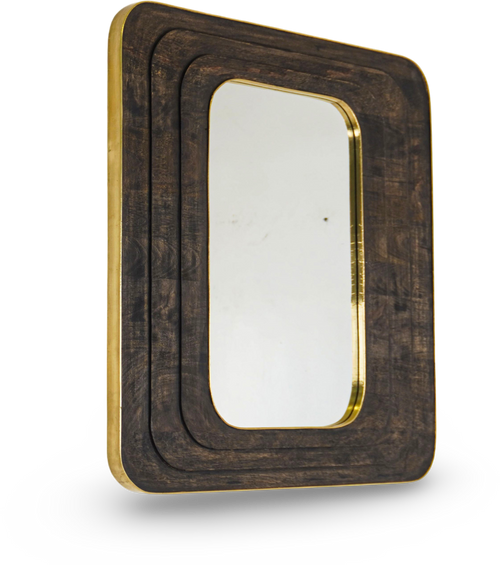Rectangular Natural Wooden Wall Mirror