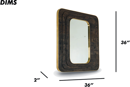 Rectangular Natural Wooden Wall Mirror
