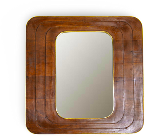Rectangular Natural Wooden Wall Mirror