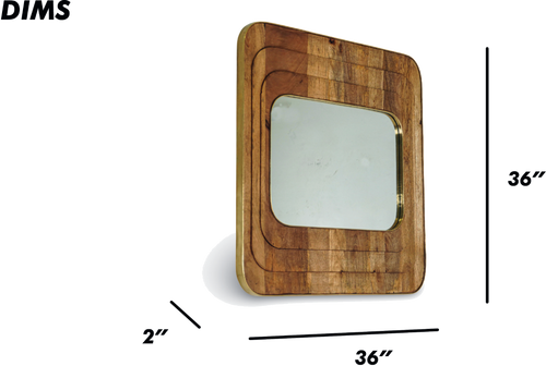 Rectangular Natural Wooden Wall Mirror