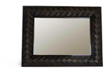 Geometric Carved Wooden Wall Mirror