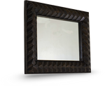 Geometric Carved Wooden Wall Mirror