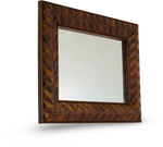 Geometric Carved Wooden Wall Mirror