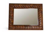 Geometric Carved Wooden Wall Mirror