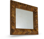 Geometric Carved Wooden Wall Mirror