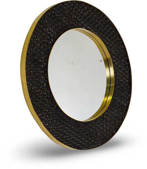Round Bubble-Textured Metal Frame Mirror