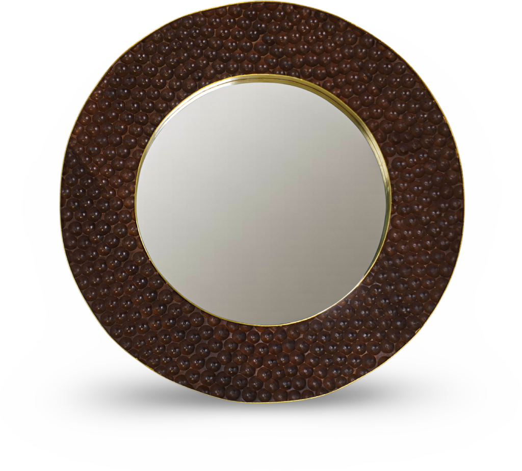 Round Bubble-Textured Metal Frame Mirror