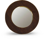 Round Bubble-Textured Metal Frame Mirror