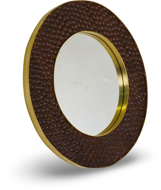 Round Bubble-Textured Metal Frame Mirror