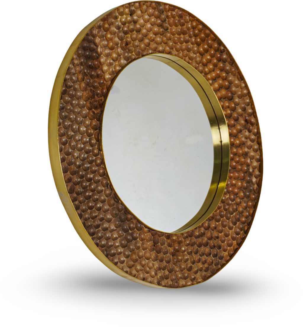Round Bubble-Textured Metal Frame Mirror