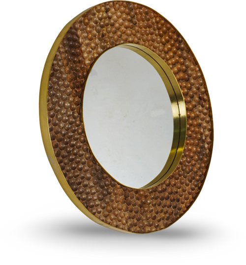 Round Bubble-Textured Metal Frame Mirror