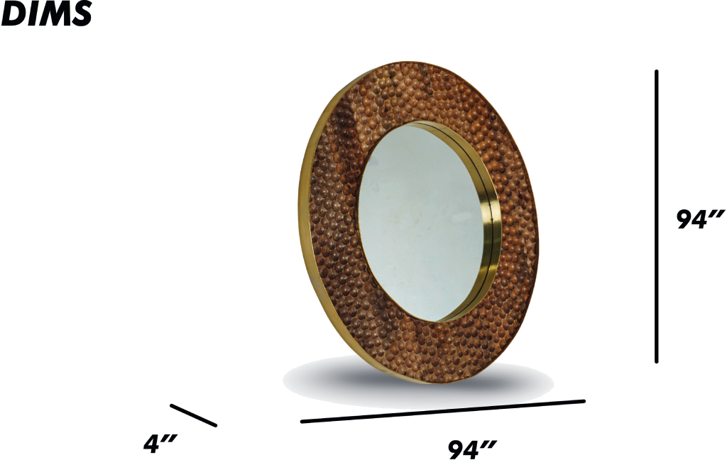 Round Bubble-Textured Metal Frame Mirror