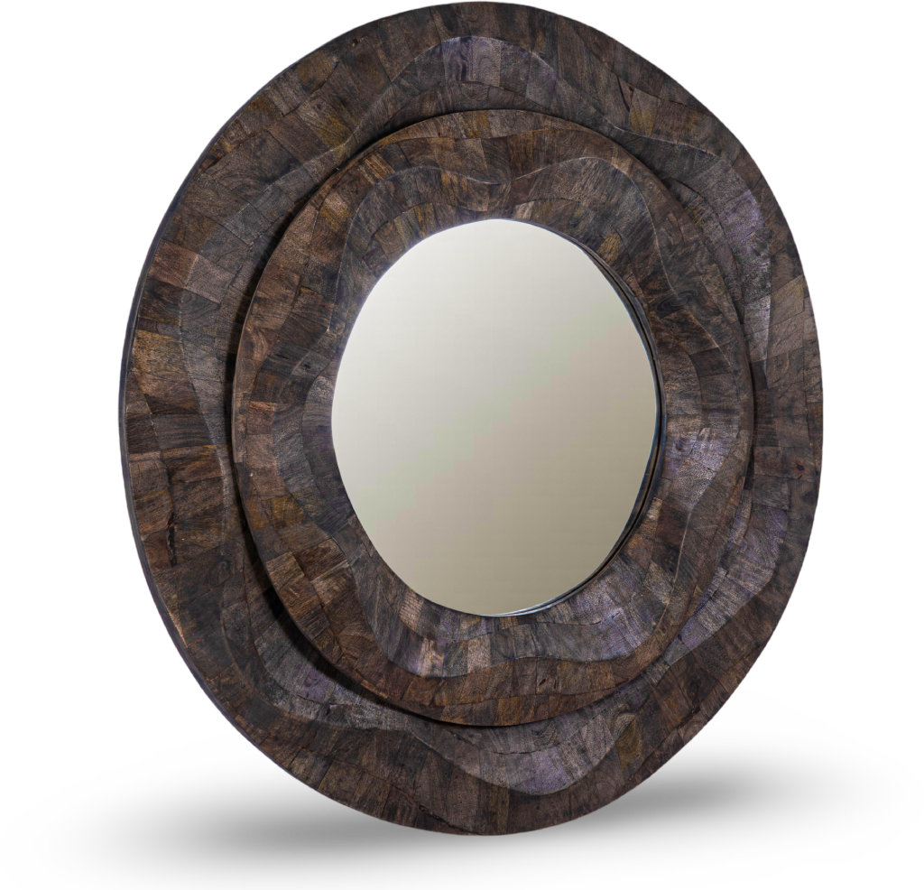 Handcrafted Concave Wooden Frame Mirror