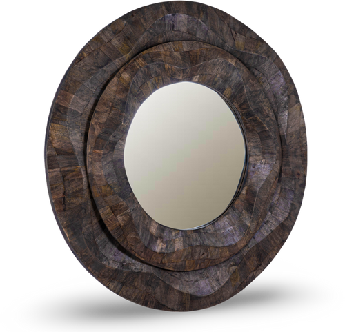 Handcrafted Concave Wooden Frame Mirror