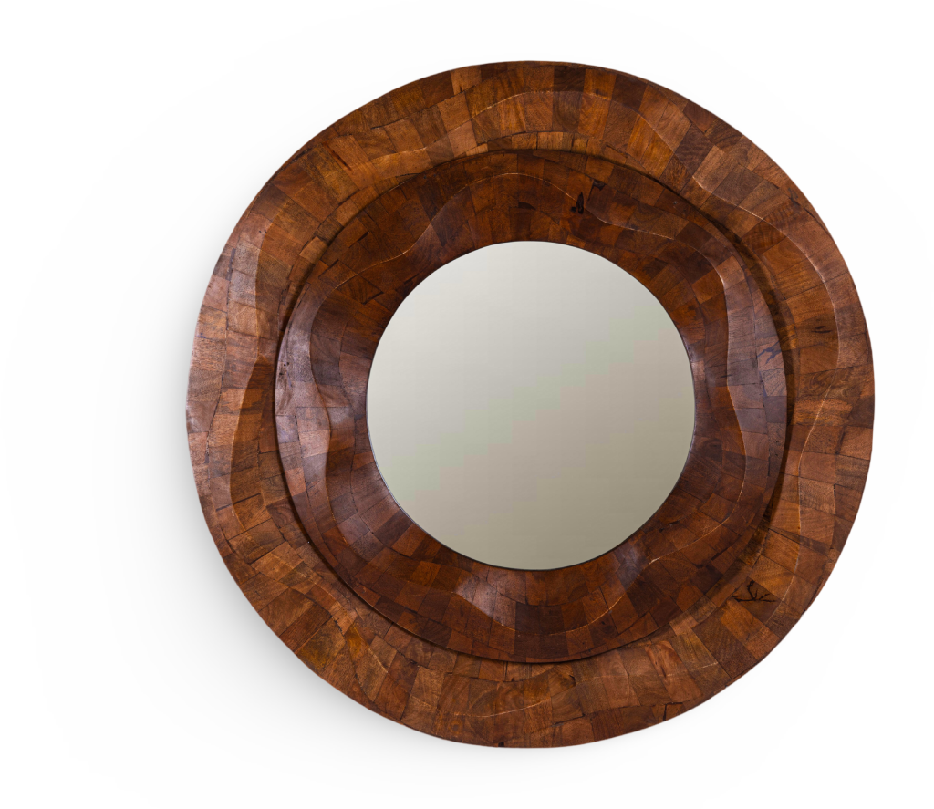 Handcrafted Concave Wooden Frame Mirror