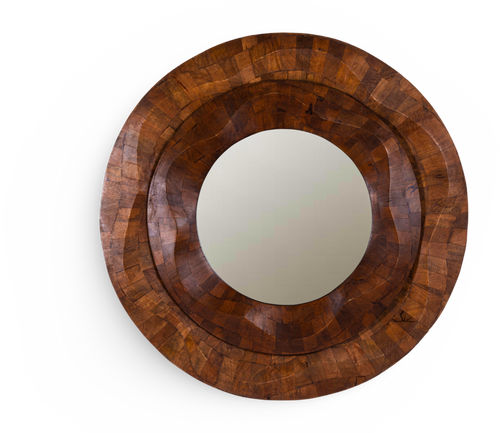 Handcrafted Concave Wooden Frame Mirror