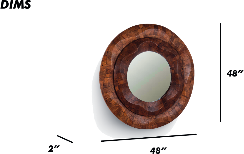 Handcrafted Concave Wooden Frame Mirror