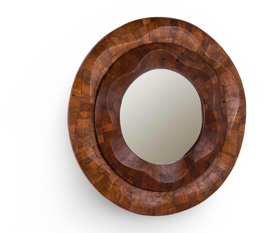 Handcrafted Concave Wooden Frame Mirror