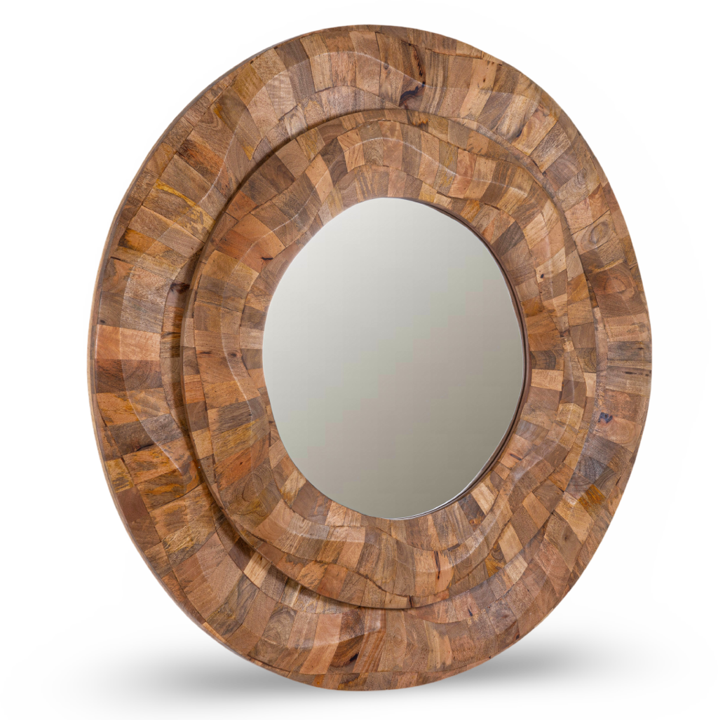 Handcrafted Concave Wooden Frame Mirror