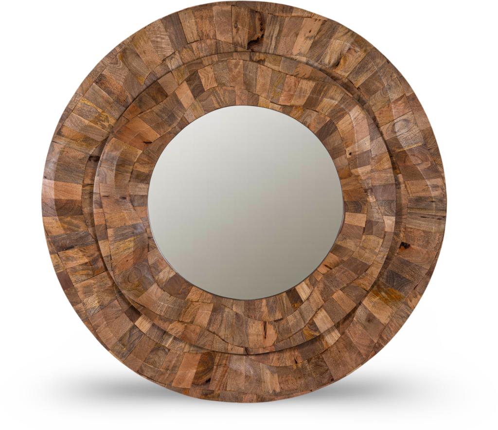 Handcrafted Concave Wooden Frame Mirror