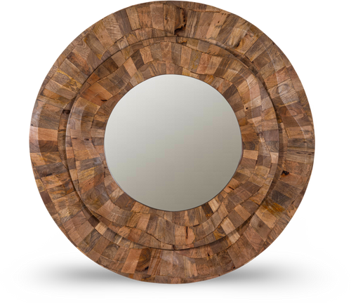 Handcrafted Concave Wooden Frame Mirror