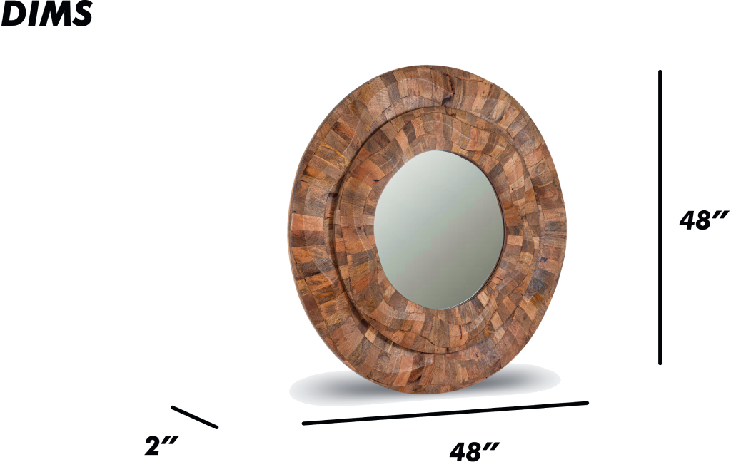 Handcrafted Concave Wooden Frame Mirror