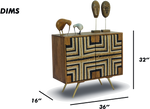 Tribal-Inspired Bar Cabinet with Geometric Woven Front