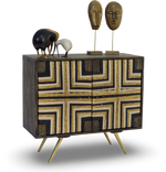 Tribal-Inspired Bar Cabinet with Geometric Woven Front