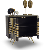 Tribal-Inspired Bar Cabinet with Geometric Woven Front
