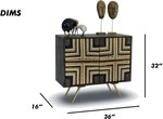 Tribal-Inspired Bar Cabinet with Geometric Woven Front