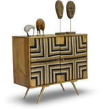Tribal-Inspired Bar Cabinet with Geometric Woven Front