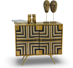 Tribal-Inspired Bar Cabinet with Geometric Woven Front