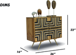 Tribal-Inspired Bar Cabinet with Geometric Woven Front