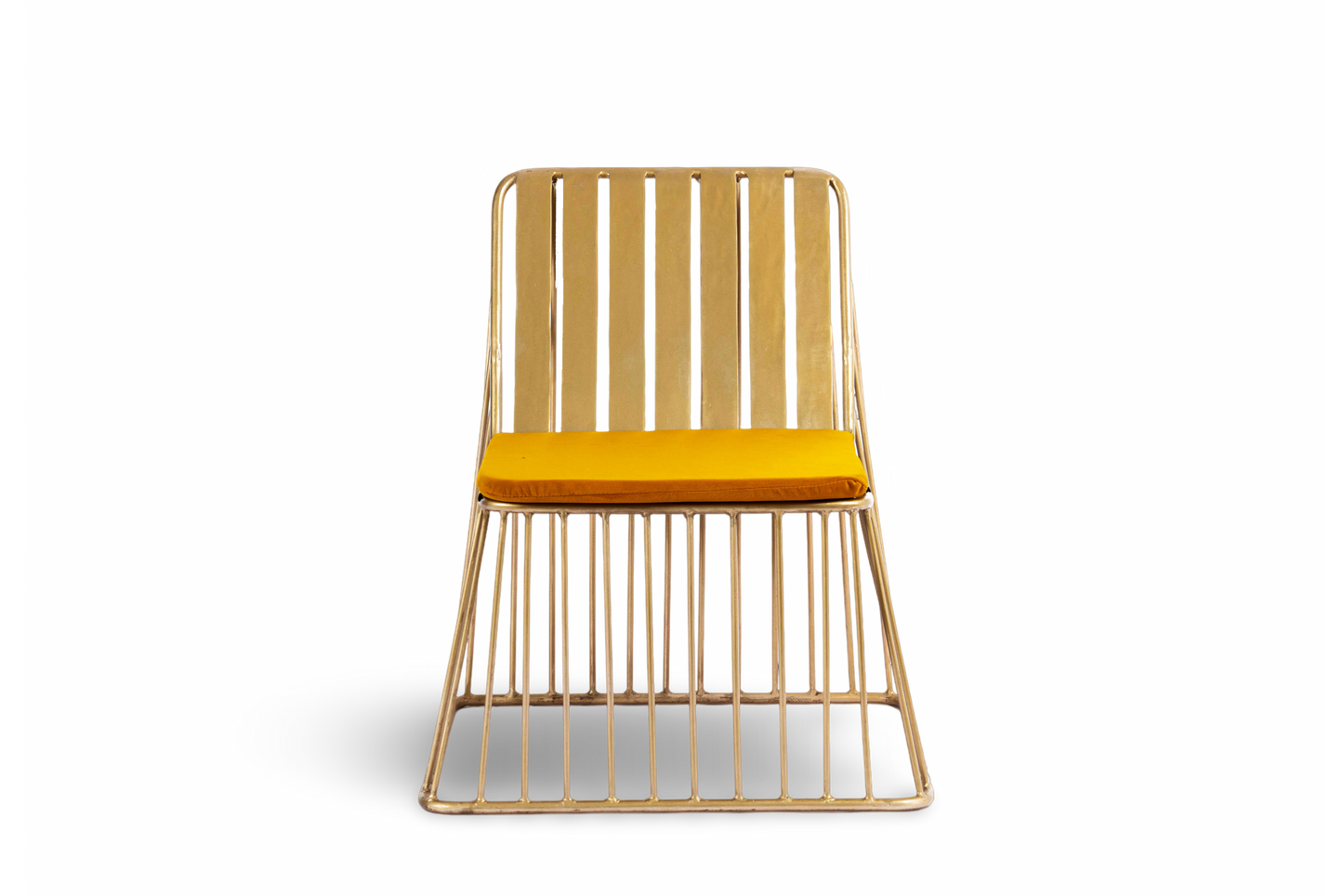 Modern Metal Chair with Yellow Cushion