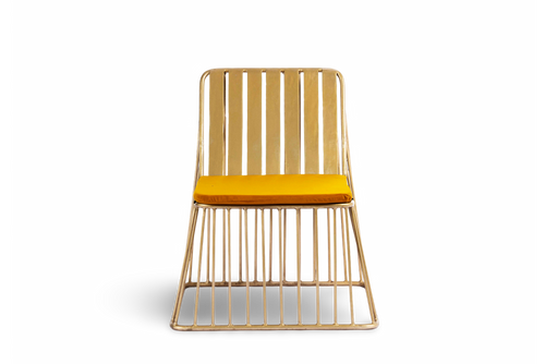 Modern Metal Chair with Yellow Cushion