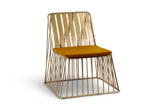 Modern Metal Chair with Yellow Cushion