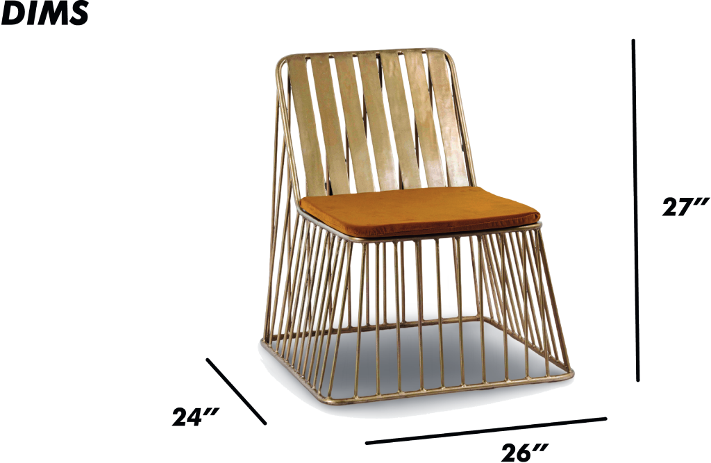 Modern Metal Chair with Yellow Cushion