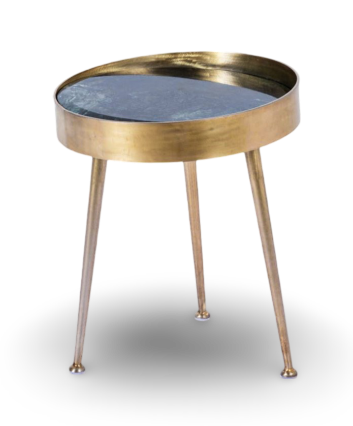 Brass Finish Round Side Table