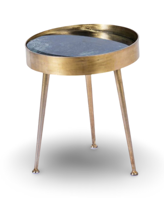 Brass Finish Round Side Table