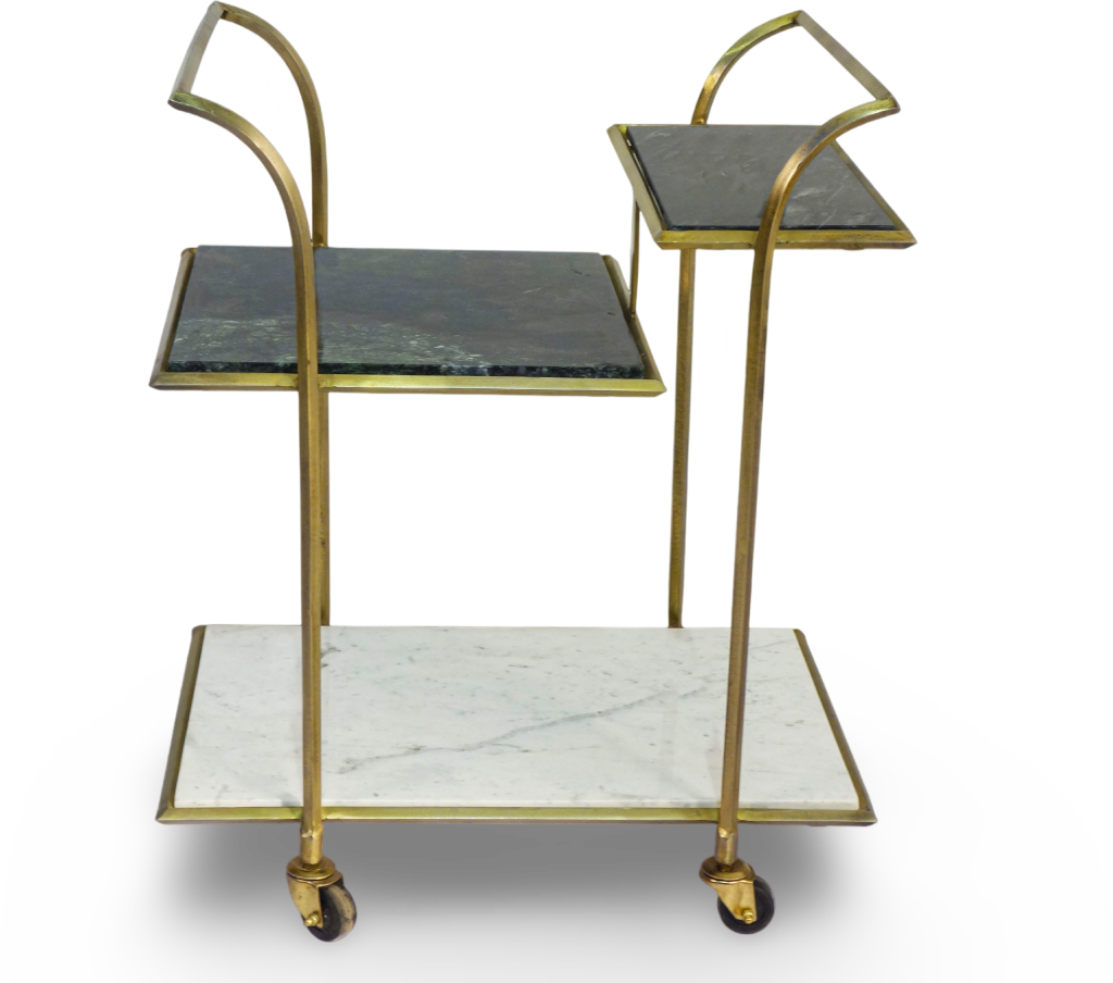 Metal and Stone Bar Trolley