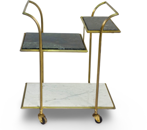 Metal and Stone Bar Trolley