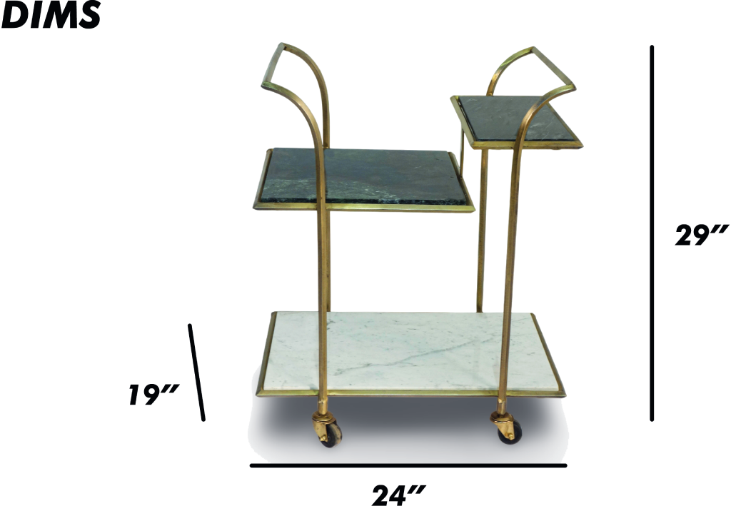 Metal and Stone Bar Trolley