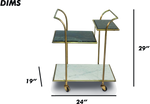Metal and Stone Bar Trolley