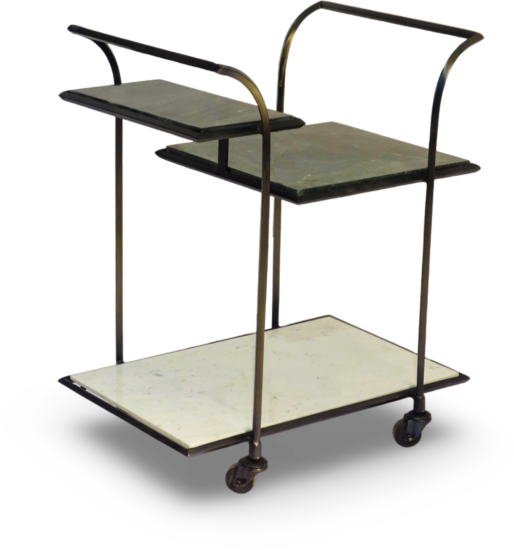 Metal and Stone Bar Trolley