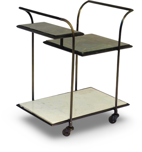 Metal and Stone Bar Trolley