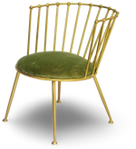 Metal Barrel Back Chair with Green Velvet Cushion