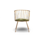 Metal Barrel Back Chair with Green Velvet Cushion