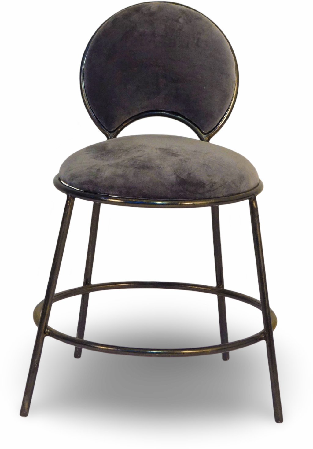Charcoal Velvet Bar Stool with Round Back