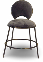 Charcoal Velvet Bar Stool with Round Back
